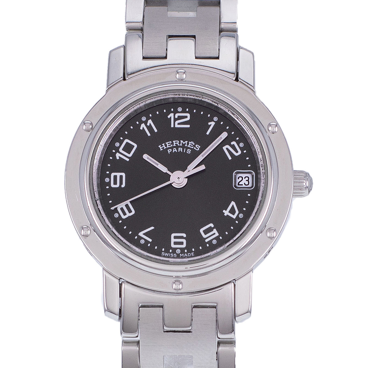 Montre d'occasion HERMES Clipper femme quartz bracelet acier - vue D1