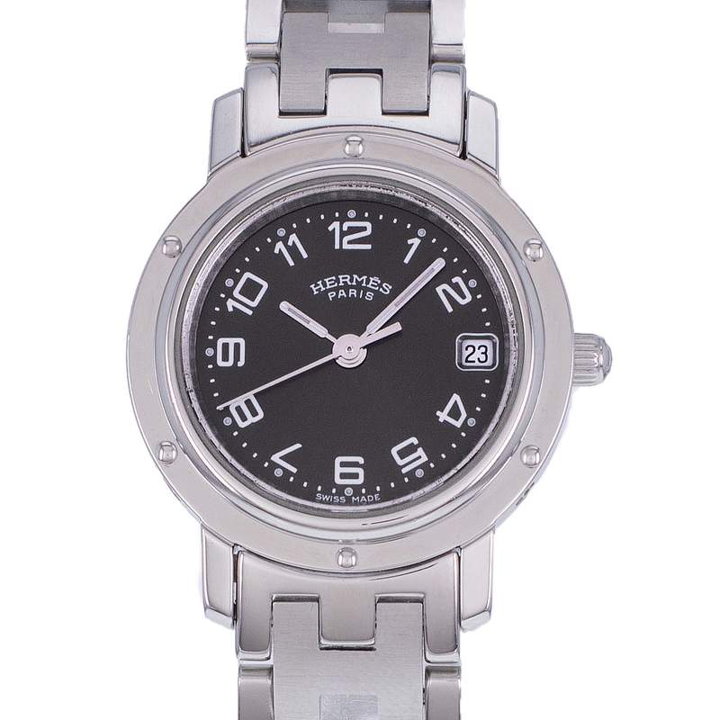 Montre d'occasion HERMES Clipper femme quartz bracelet acier - vue D1