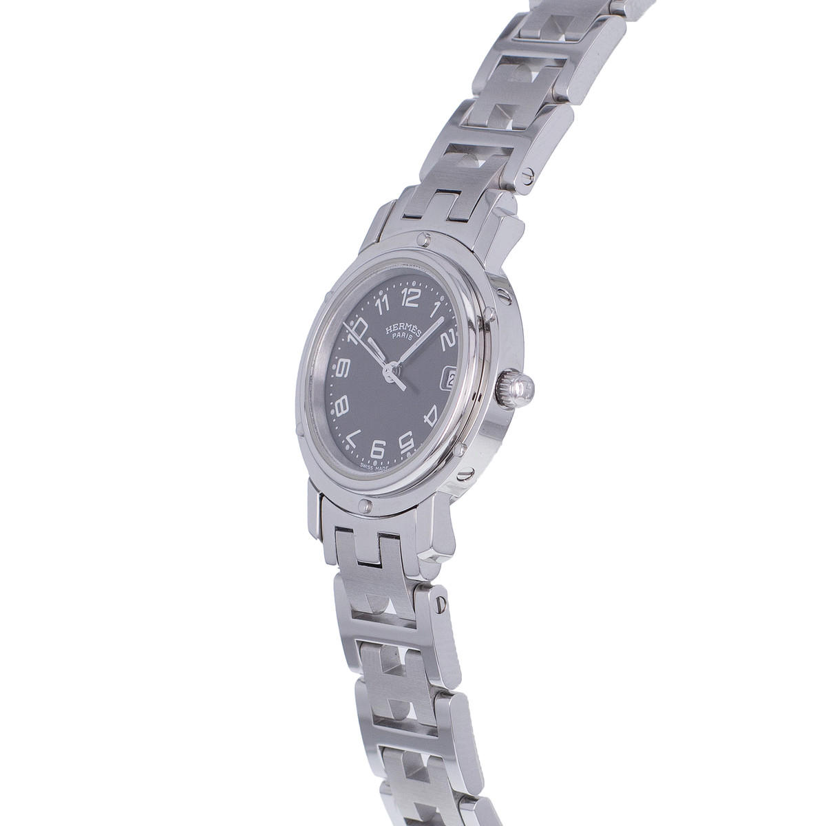 Montre d'occasion HERMES Clipper femme quartz bracelet acier - vue D2