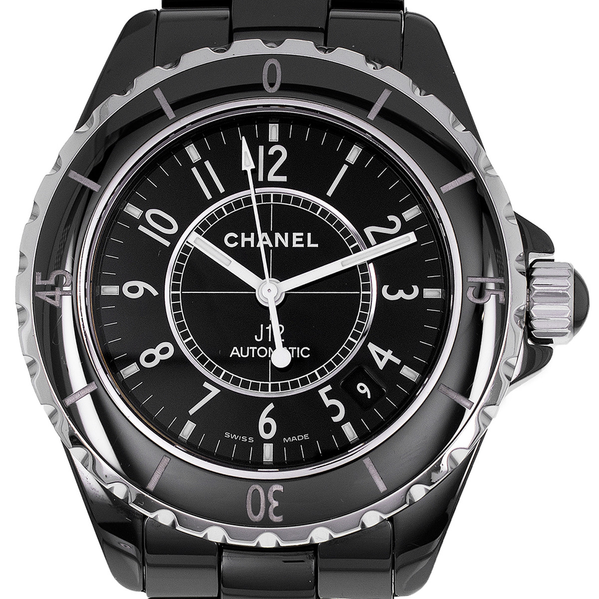 Montre d'occasion CHANEL J12 38 mm femme automatique bracelet céramique - vue D1
