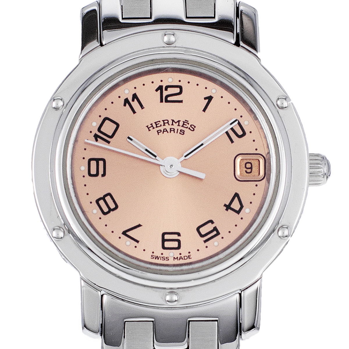 Montre d'occasion HERMES Clipper femme quartz bracelet acier - vue D1