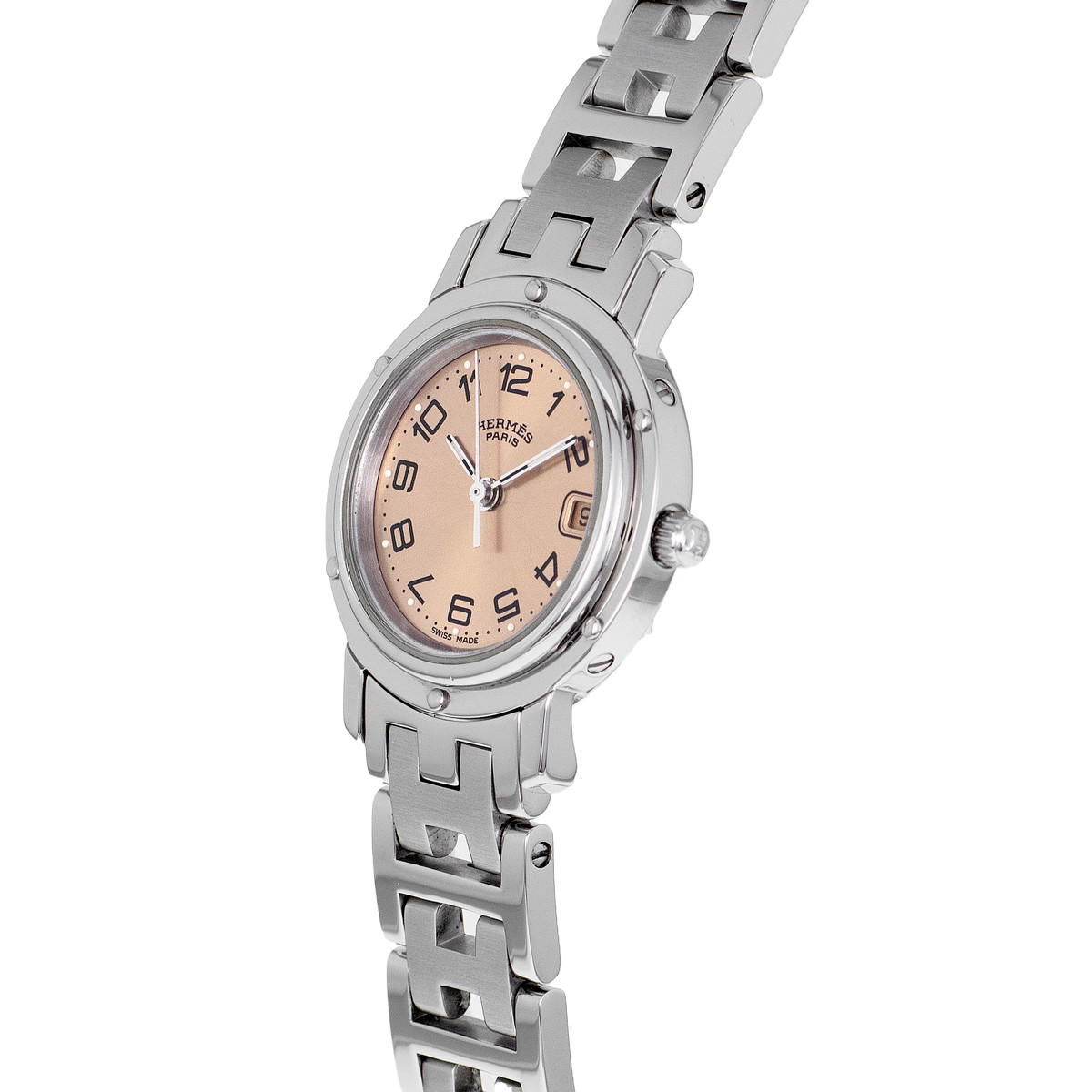 Montre d'occasion HERMES Clipper femme quartz bracelet acier - vue D2
