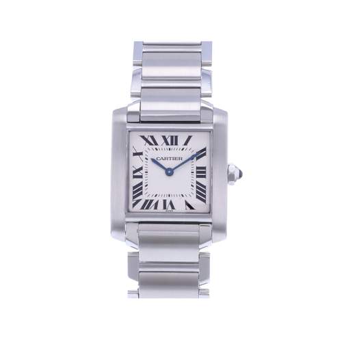 Montre d'occasion CARTIER Tank Française 25mm femme quartz bracelet acier