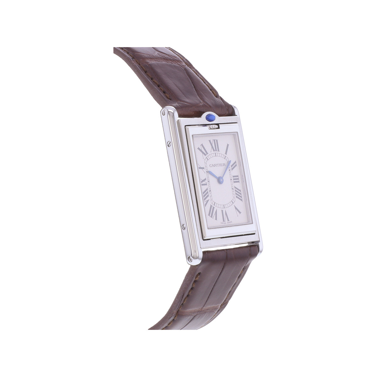 Montre d'occasion CARTIER Tank Basculante Mécanique homme mécanique bracelet cuir cresus - vue 2