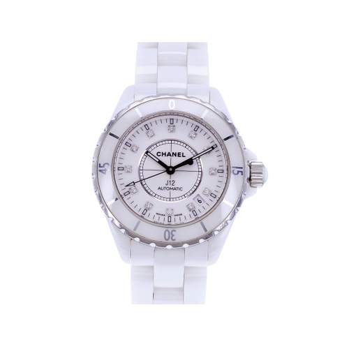 Montre d'occasion CHANEL J12 38 mm Index diamants femme automatique bracelet céramique