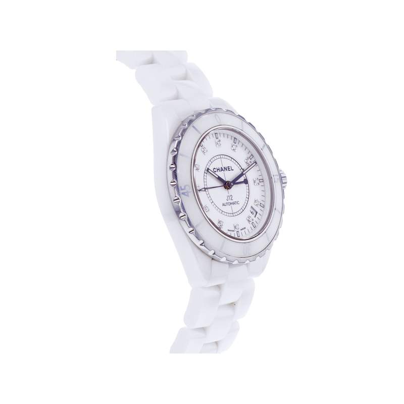 Montre d'occasion CHANEL J12 38 mm Index diamants femme automatique bracelet céramique - vue 2