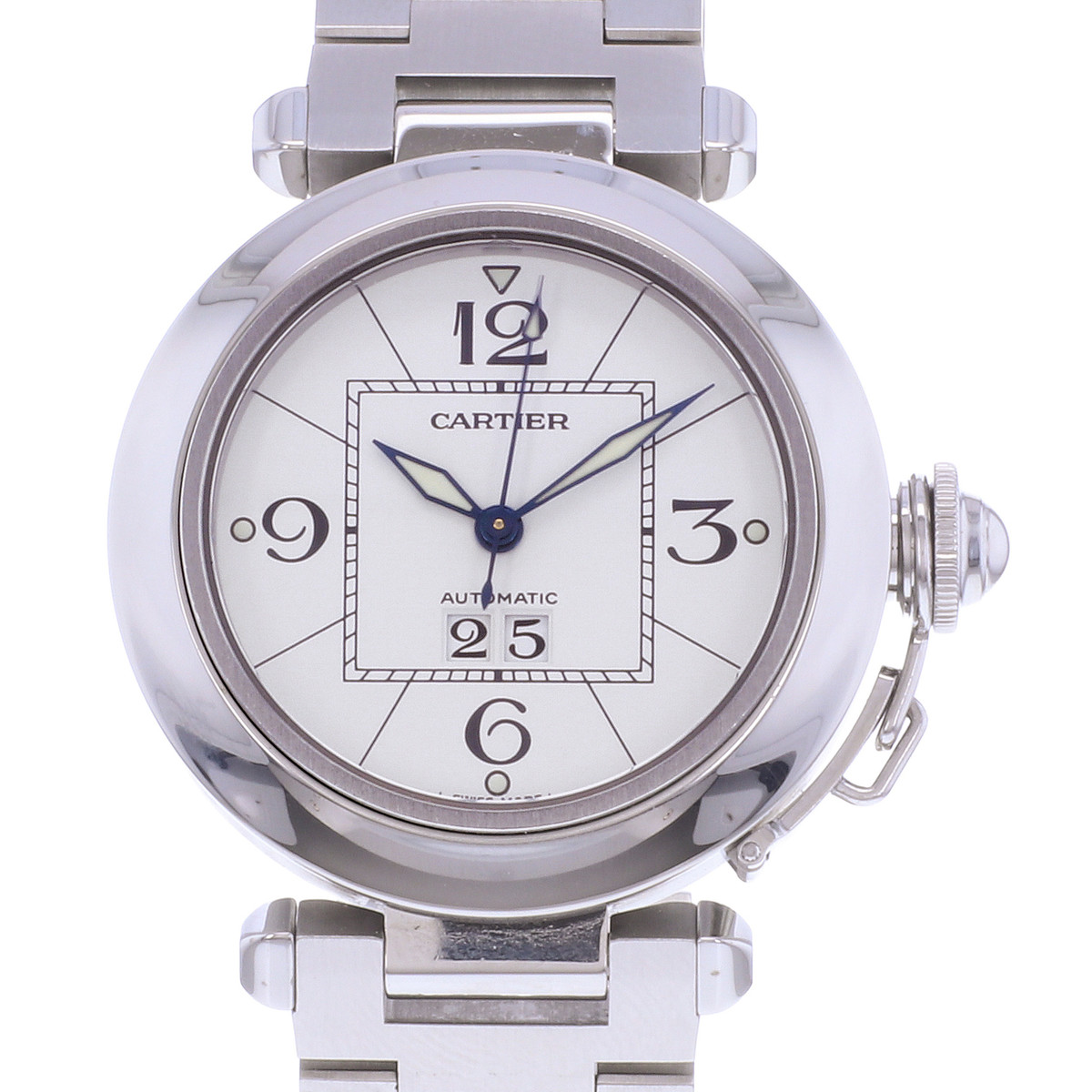 Montre d'occasion CARTIER Pasha C Grande Date mixte automatique bracelet acier - vue D1