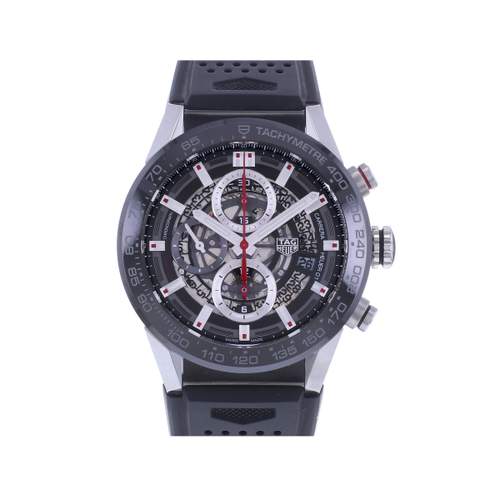 Pre-owned TAG HEUER Carrera Heuer 01 Men's Automatic Watch with Rubber Strap