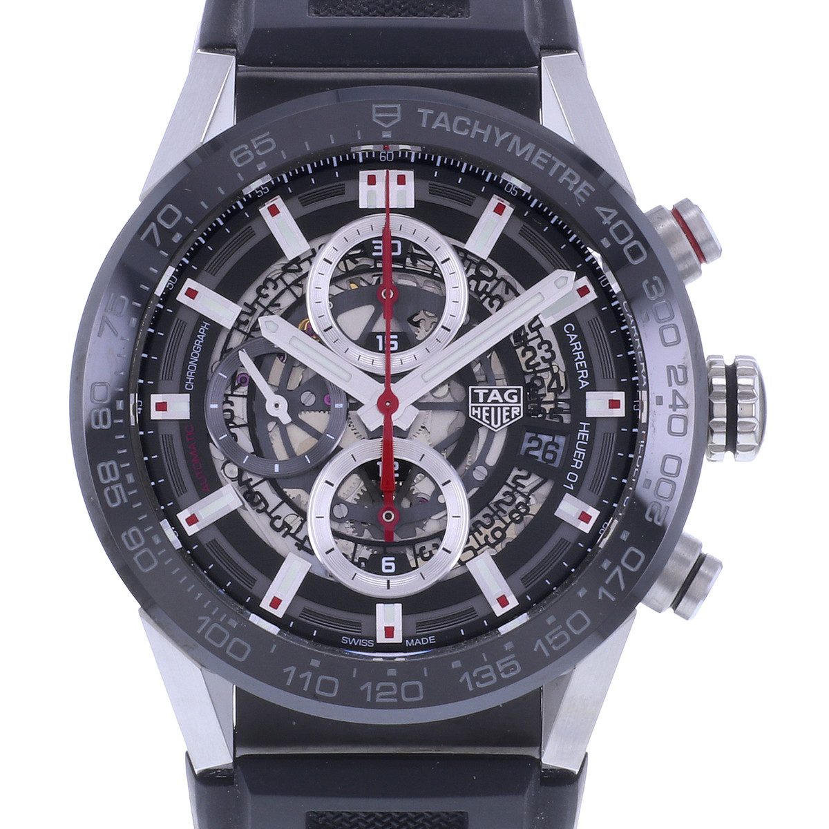 Montre d'occasion TAG HEUER Carrera Heuer 01 homme automatique bracelet caoutchouc - vue D1