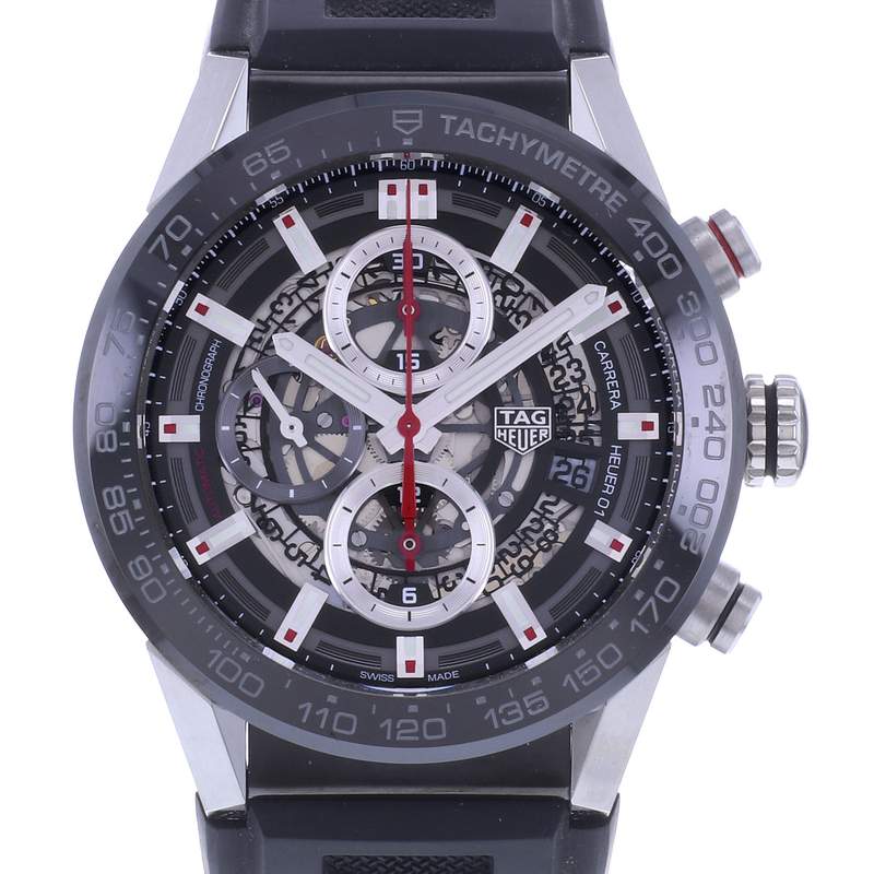 Montre d'occasion TAG HEUER Carrera Heuer 01 homme automatique bracelet caoutchouc - vue D1