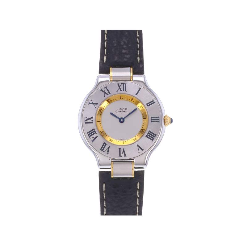Montre d'occasion CARTIER Must 21 femme quartz bracelet cuir d'origine - vue 1