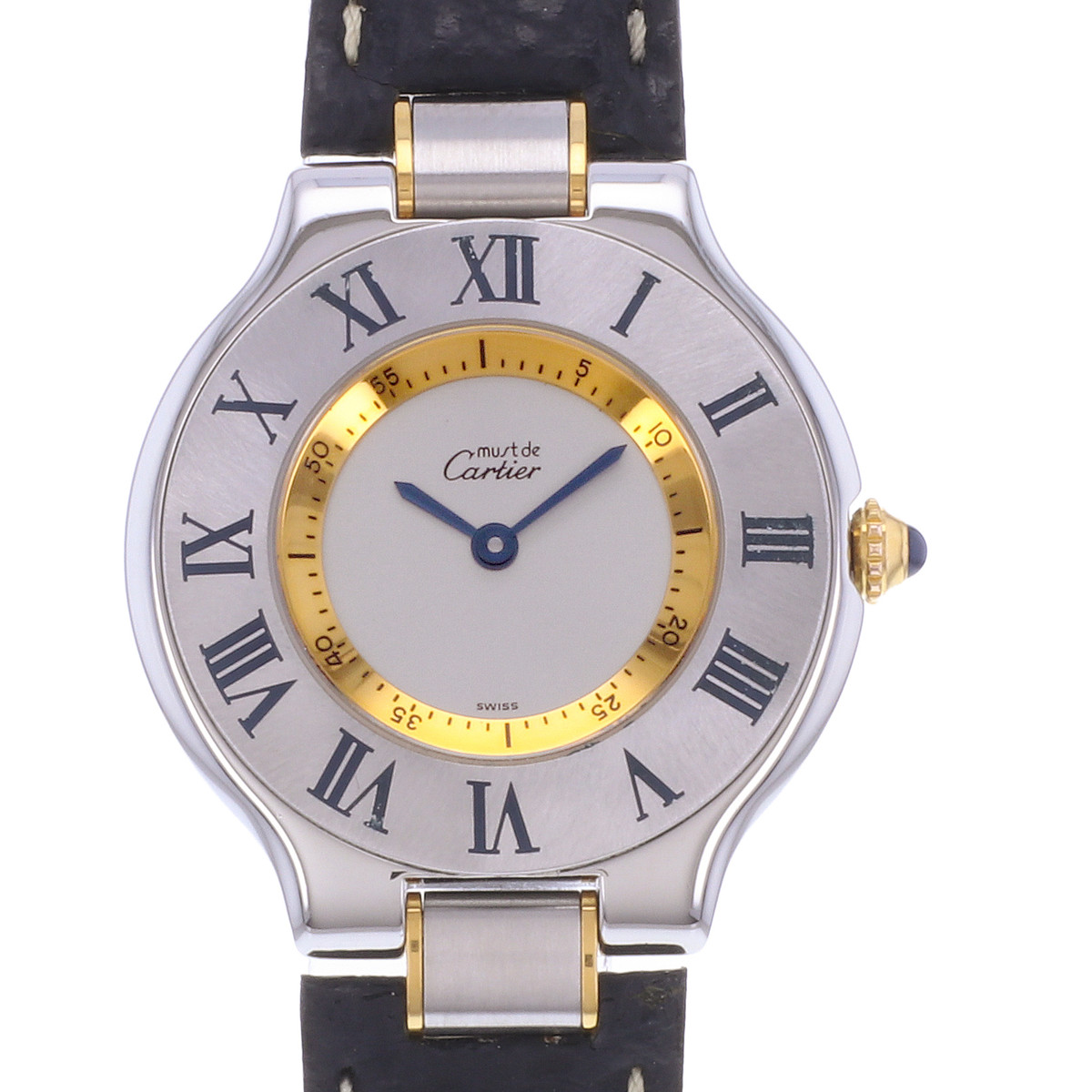 Montre d'occasion CARTIER Must 21 femme quartz bracelet cuir d'origine - vue D1