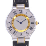 Montre d'occasion CARTIER Must 21 femme quartz bracelet cuir d'origine - vue D1