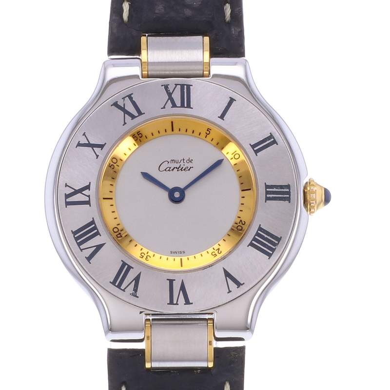 Montre d'occasion CARTIER Must 21 femme quartz bracelet cuir d'origine - vue D1
