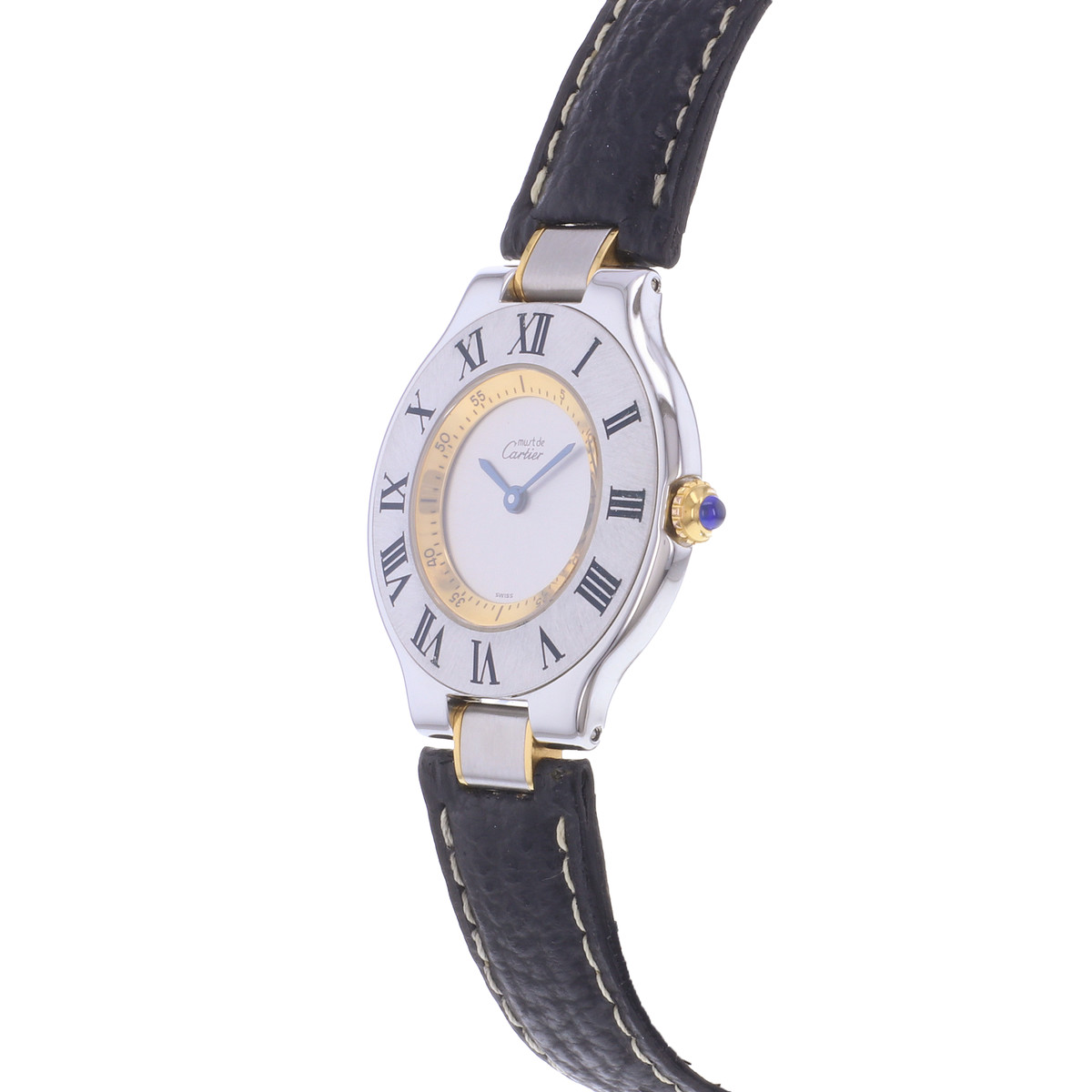 Montre d'occasion CARTIER Must 21 femme quartz bracelet cuir d'origine - vue D2