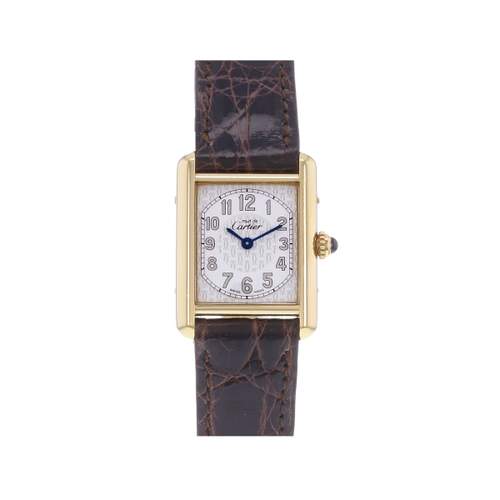 Montre d'occasion CARTIER Tank Must Vermeil femme quartz bracelet cuir cresus