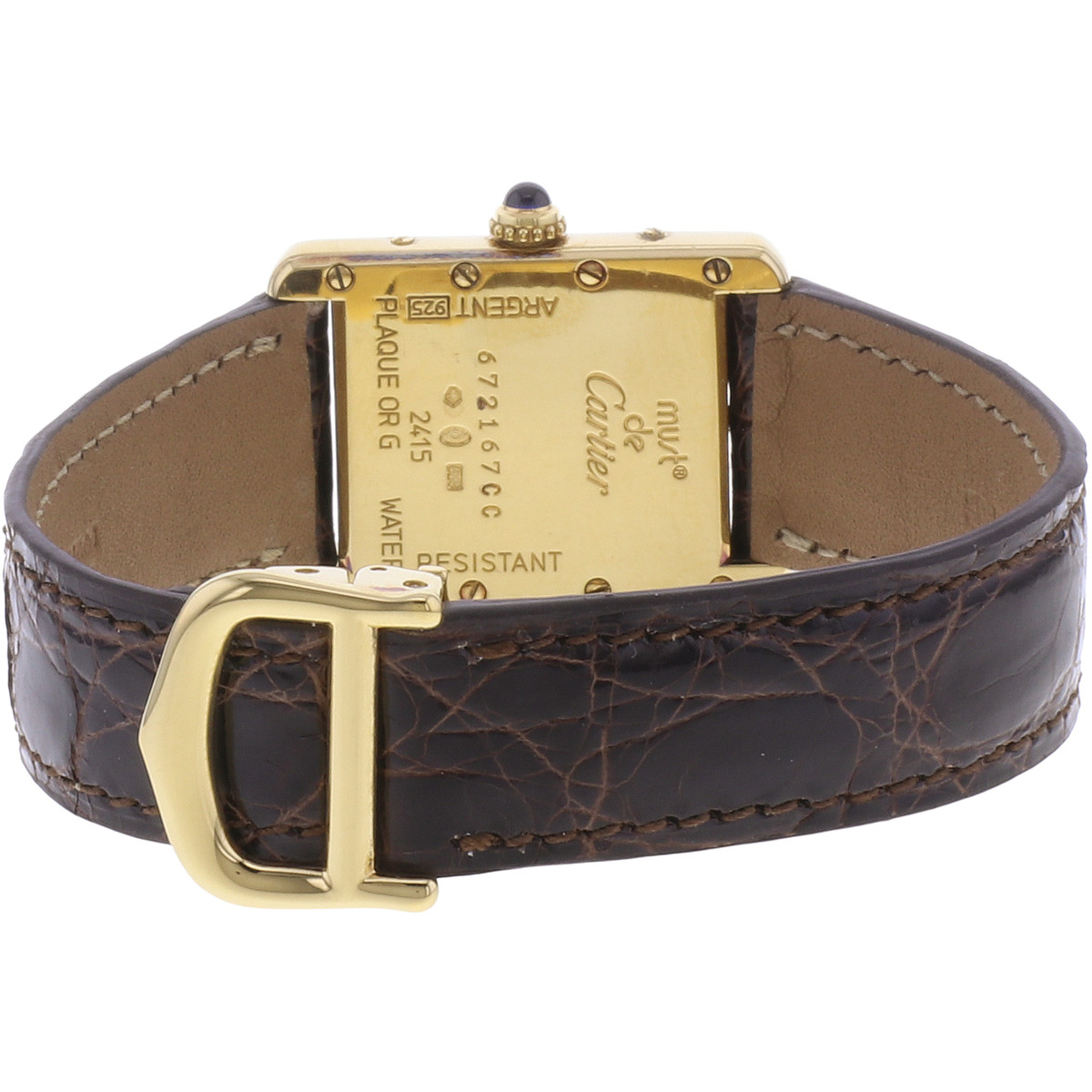 Montre d'occasion CARTIER Tank Must Vermeil femme quartz bracelet cuir cresus - vue 3