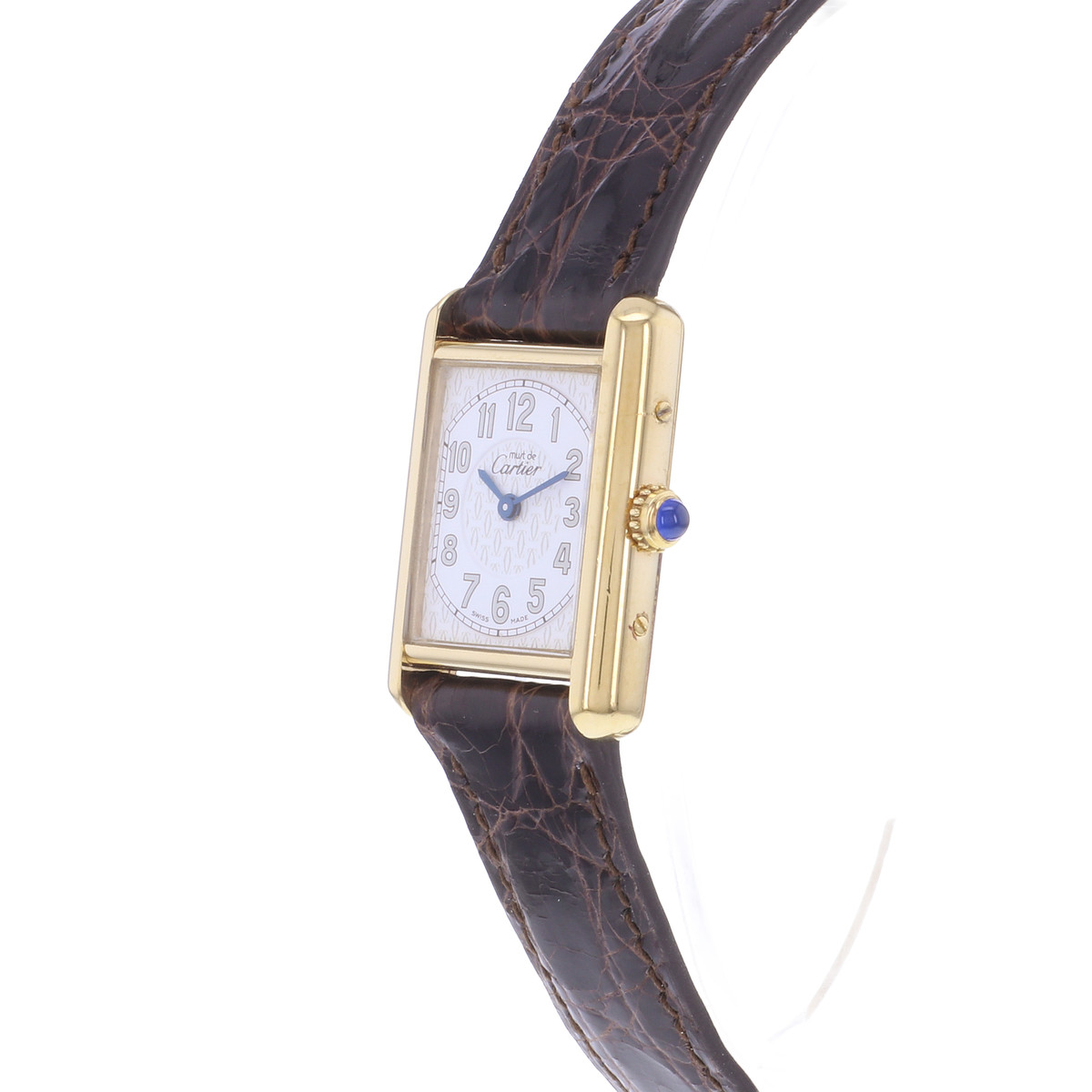Montre d'occasion CARTIER Tank Must Vermeil femme quartz bracelet cuir cresus - vue D2