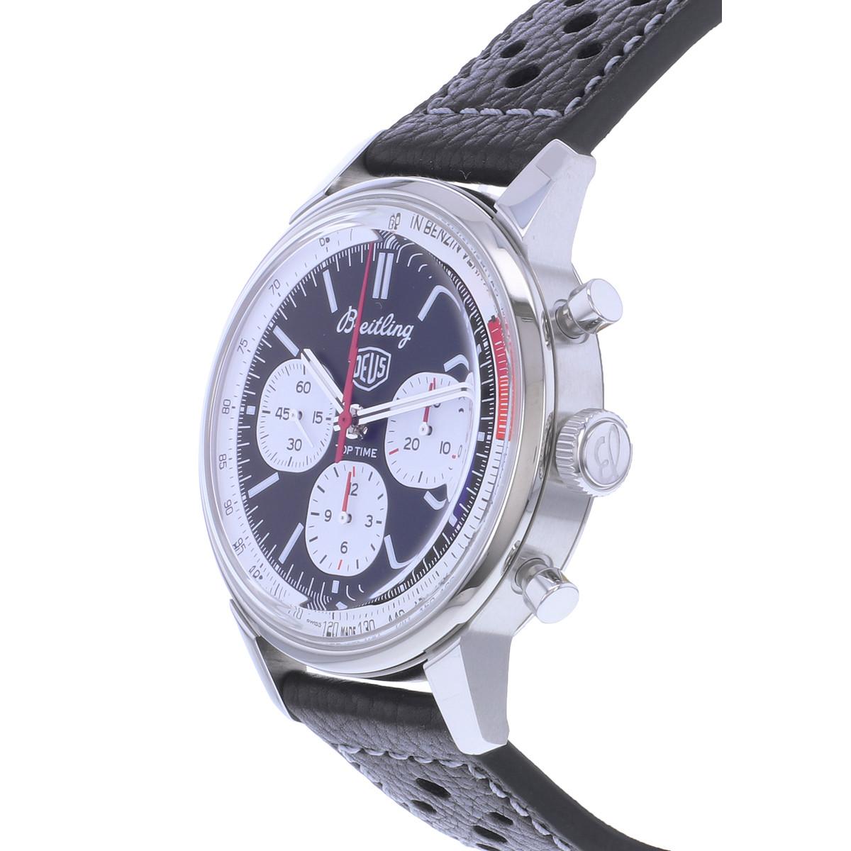 Montre d'occasion BREITLING Top Time Limited Edition 'Deus' homme mouvement automatique certifié (cosc) bracelet cuir d'origine - vue D2