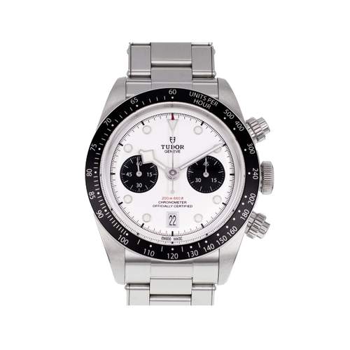 Tweedehands TUDOR Black Bay Chrono herenhorloge met gecertificeerd automatisch uurwerk (COSC) en stalen armband