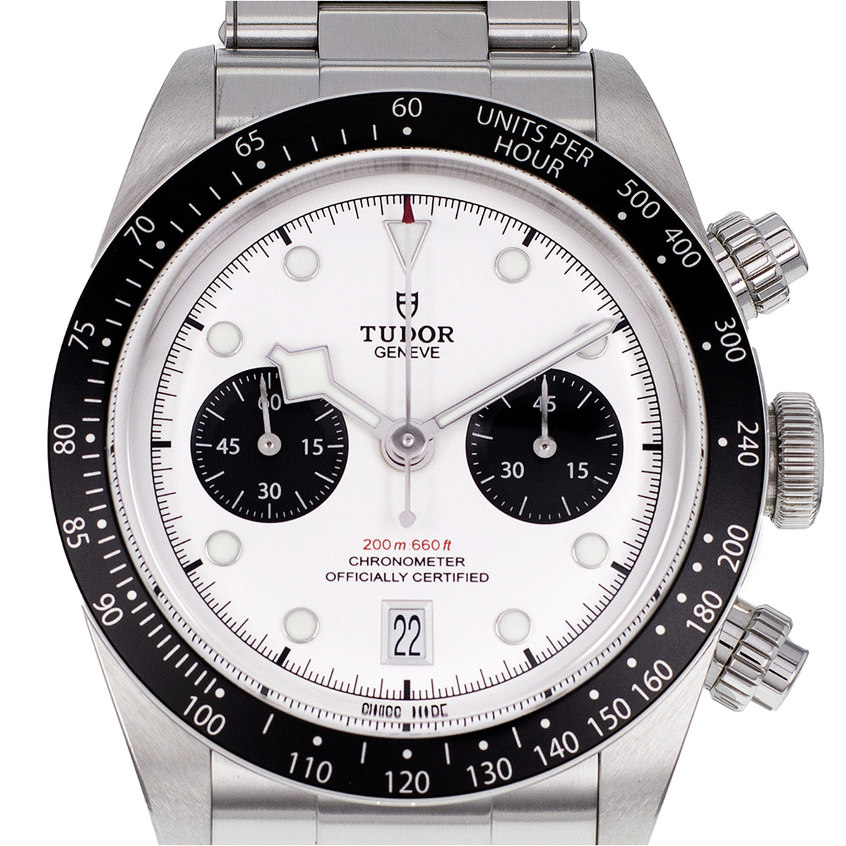 Montre d'occasion TUDOR Black Bay Chrono homme mouvement automatique certifié (cosc) bracelet acier - vue D1