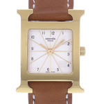 Montre d'occasion HERMES Heure H femme quartz bracelet cuir cresus - vue D1