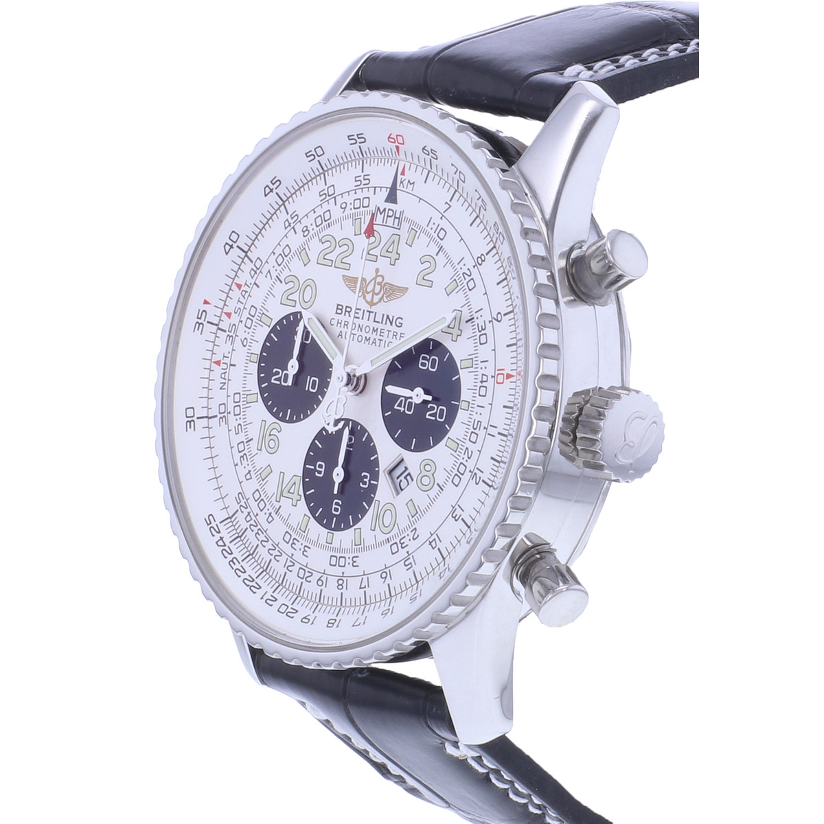 Montre d'occasion BREITLING Navitimer Cosmonaute homme mouvement automatique certifié (cosc) bracelet cuir cresus - vue D2