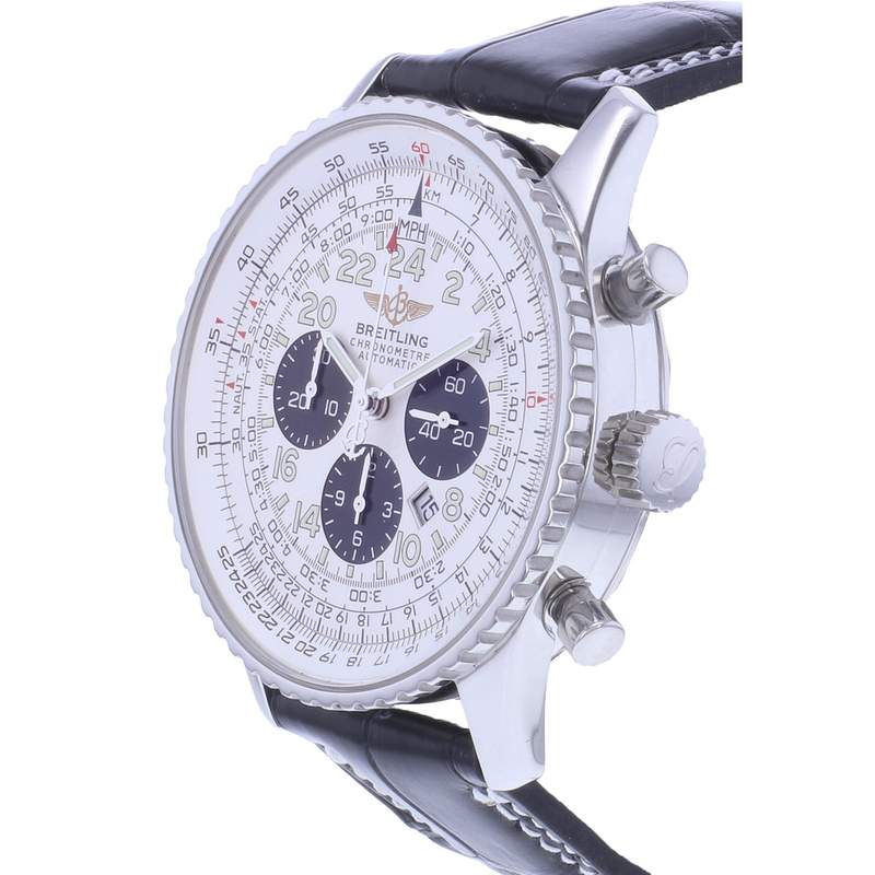 Montre d'occasion BREITLING Navitimer Cosmonaute homme mouvement automatique certifié (cosc) bracelet cuir cresus - vue D2