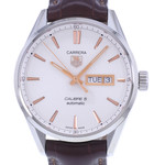 Montre d'occasion TAG HEUER Carrera Calibre 5 homme automatique bracelet cuir d'origine - vue D1
