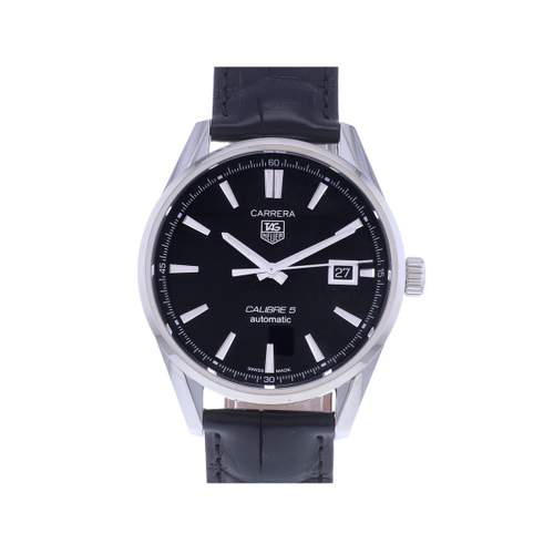 Montre d'occasion TAG HEUER Carrera Calibre 5 homme automatique bracelet cuir d'origine