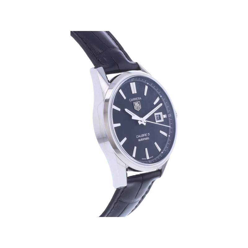 Montre d'occasion TAG HEUER Carrera Calibre 5 homme automatique bracelet cuir d'origine - vue 2