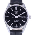 Montre d'occasion TAG HEUER Carrera Calibre 5 homme automatique bracelet cuir d'origine - vue D1