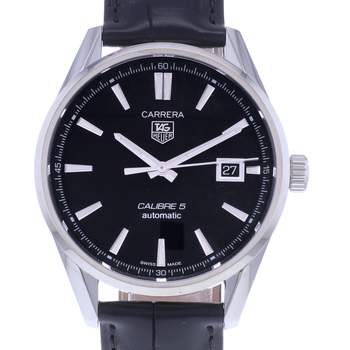Montre d'occasion TAG HEUER Carrera Calibre 5 homme automatique bracelet cuir d'origine