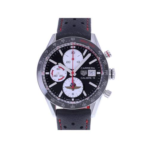 Montre d'occasion TAG HEUER Carrera Chronographe Calibre 16 homme automatique bracelet cuir d'origine