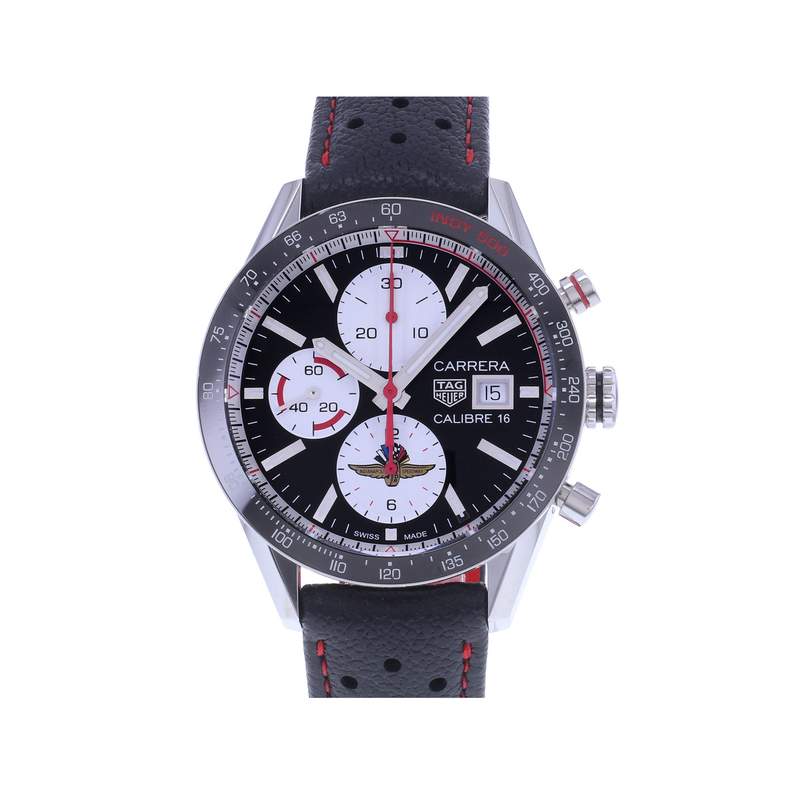 Montre d'occasion TAG HEUER Carrera Chronographe Calibre 16 homme automatique bracelet cuir d'origine - vue 1