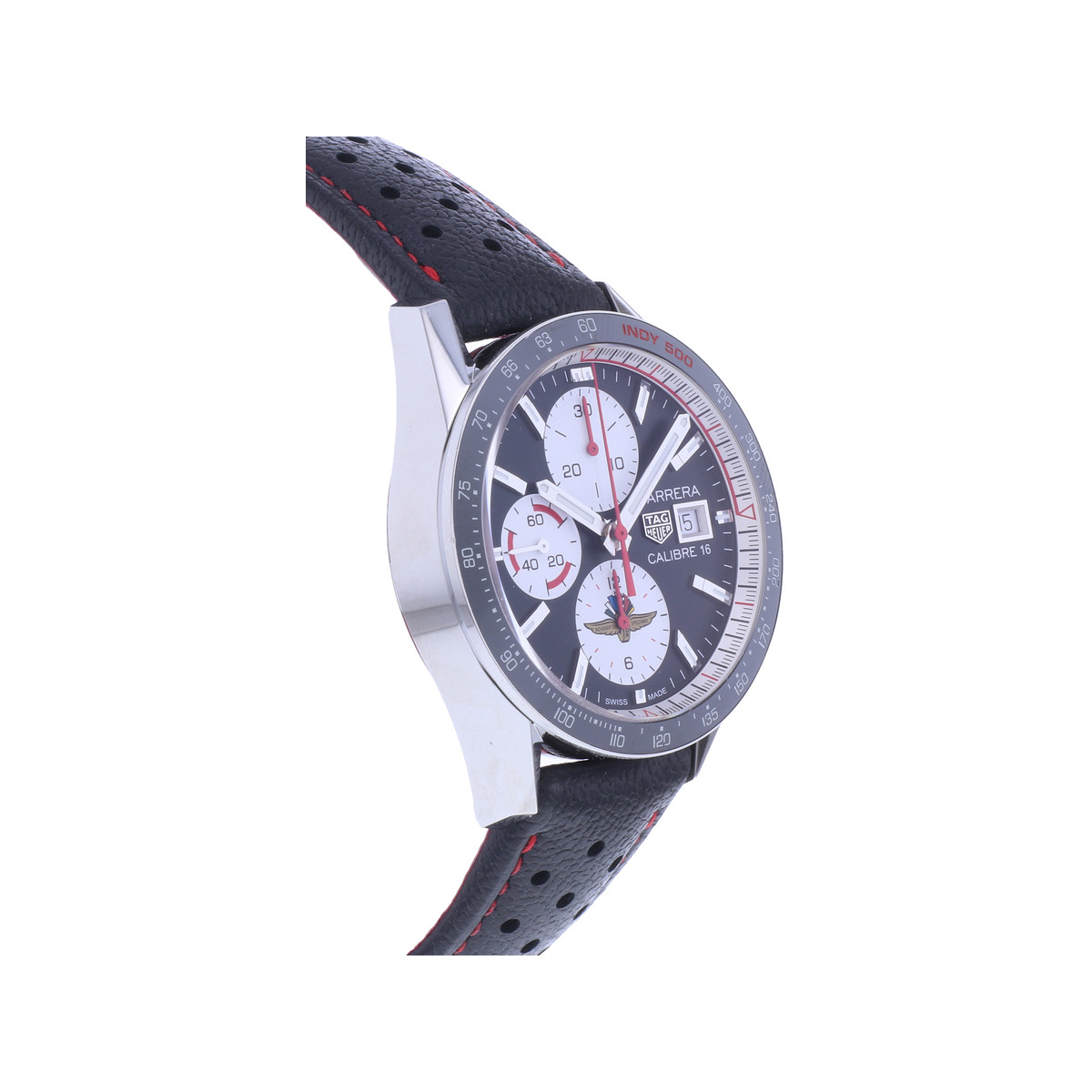 Montre d'occasion TAG HEUER Carrera Chronographe Calibre 16 homme automatique bracelet cuir d'origine - vue 2