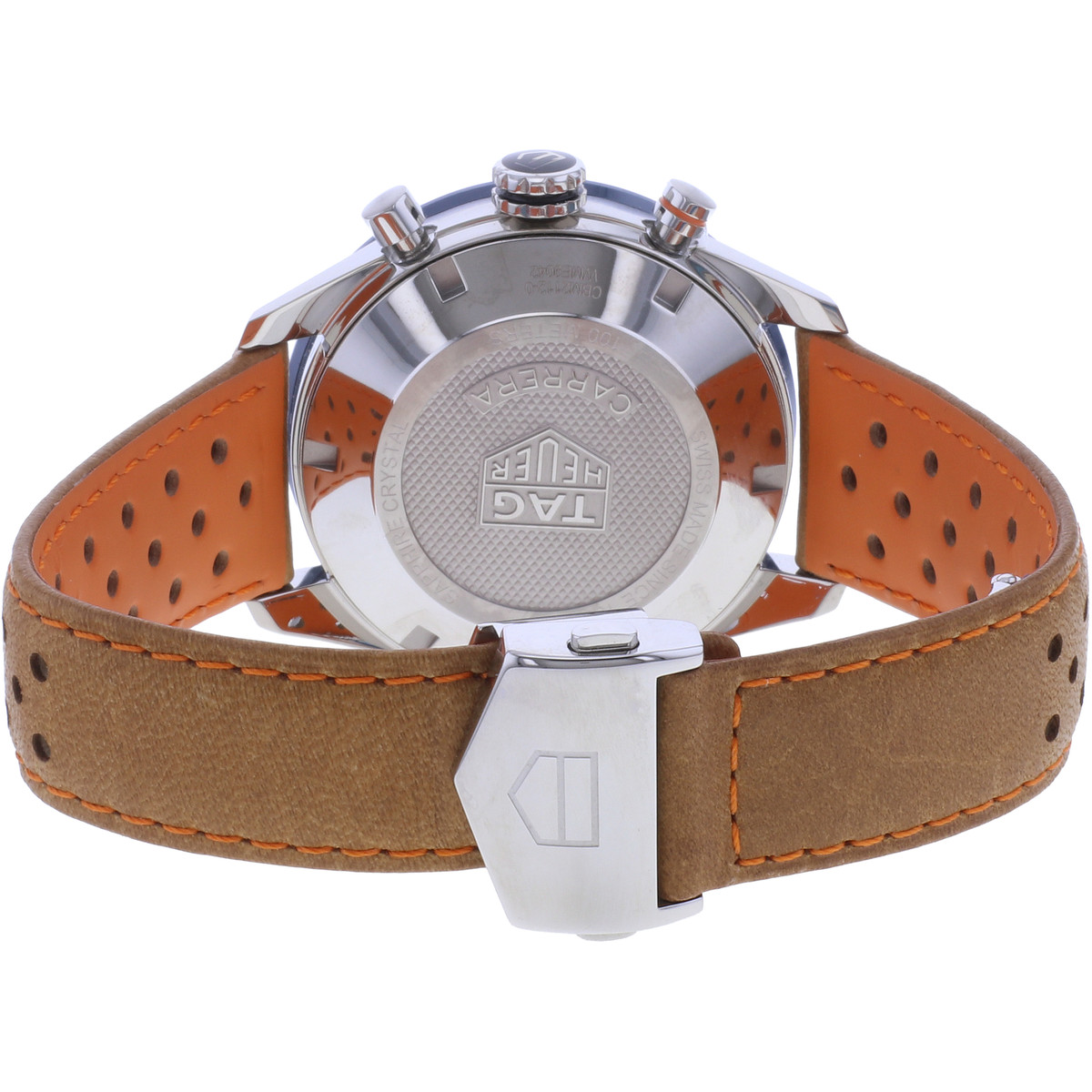 Montre d'occasion TAG HEUER Carrera Chronographe Calibre 16 homme automatique bracelet cuir d'origine - vue 3