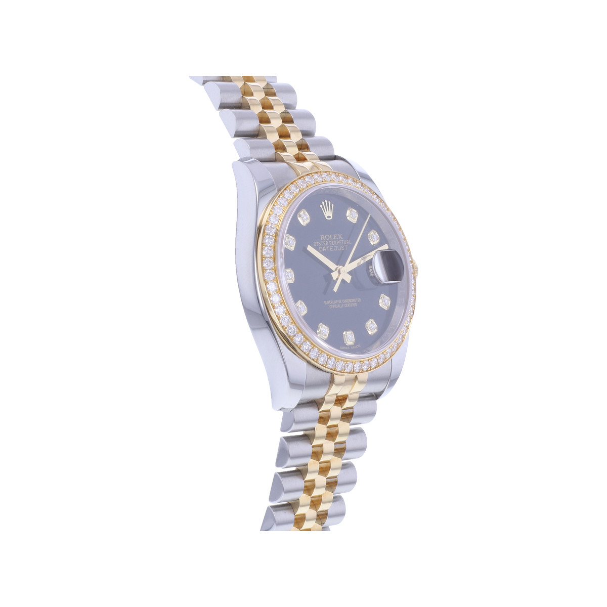 Montre d'occasion ROLEX DateJust 36 Diamants femme mouvement automatique certifié (cosc) bracelet or jaune 750/000 et acier - vue 2
