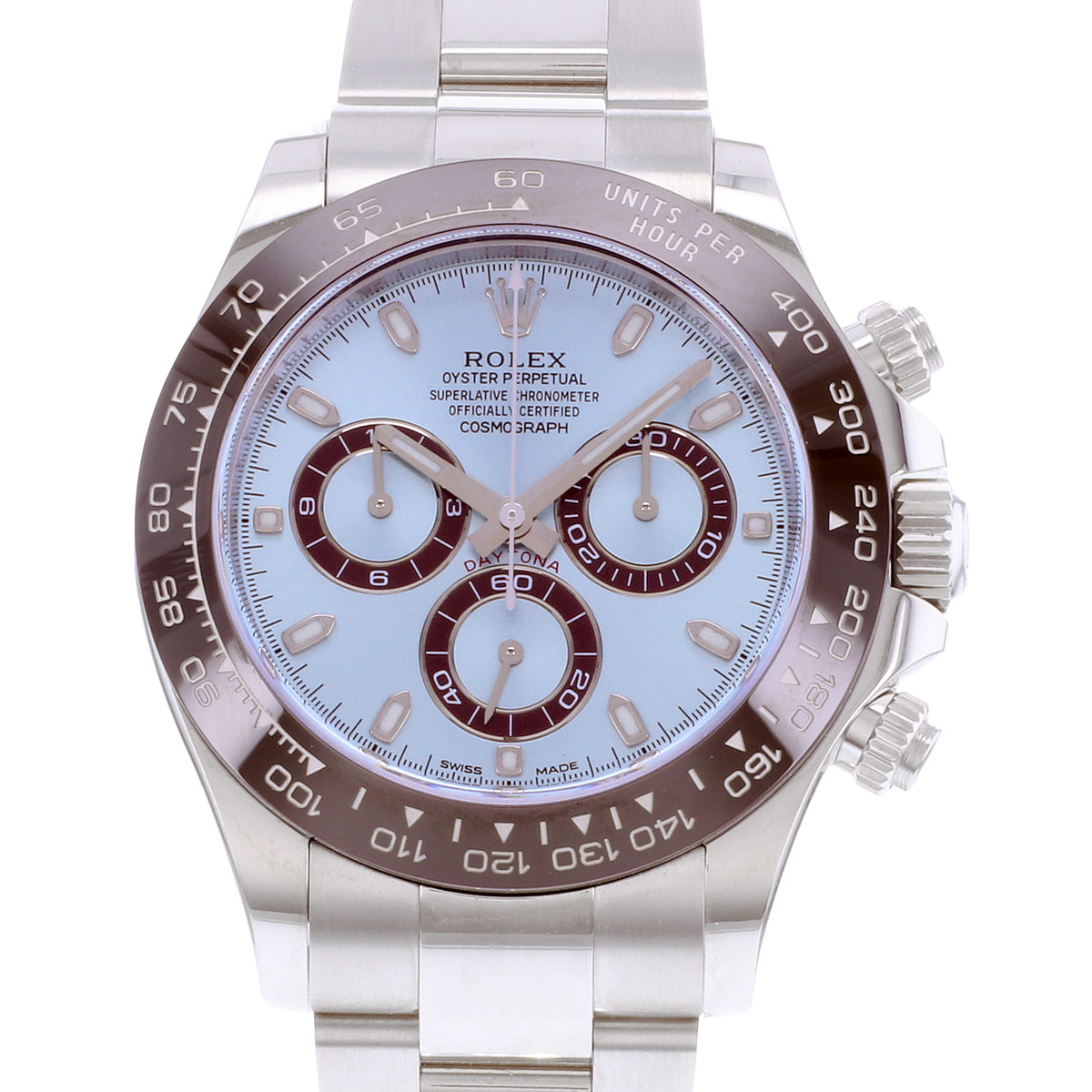 Montre d'occasion ROLEX Cosmograph Daytona Ice Blue homme mouvement automatique certifié (cosc) bracelet platine 950/1000 - vue D1