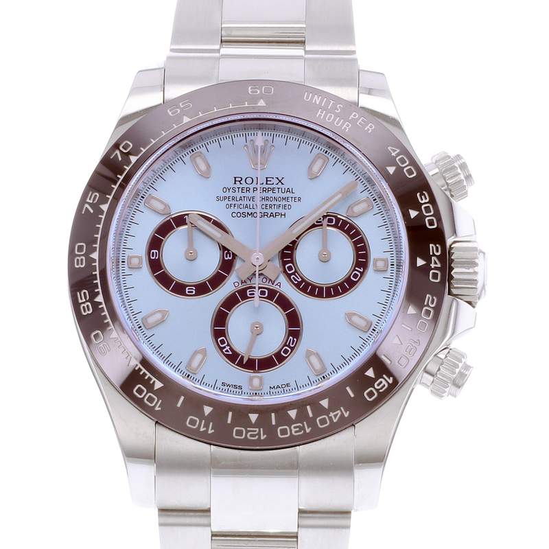 Montre d'occasion ROLEX Cosmograph Daytona Ice Blue homme mouvement automatique certifié (cosc) bracelet platine 950/1000 - vue D1