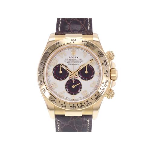 Montre d'occasion ROLEX Cosmograph Daytona Racing homme mouvement automatique certifié (cosc) bracelet cuir cresus