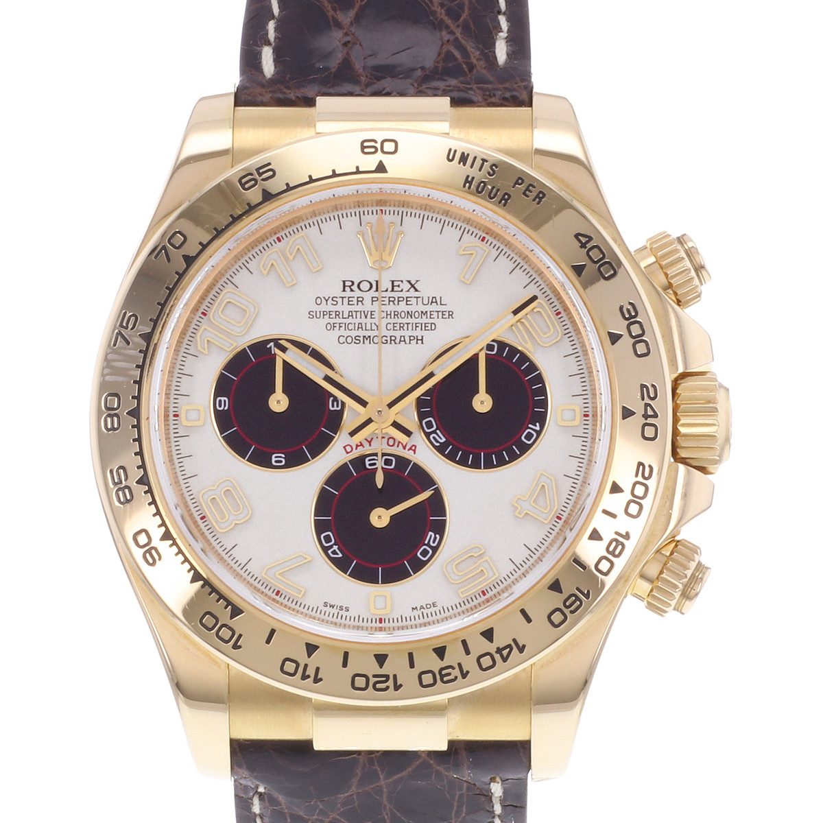 Montre d'occasion ROLEX Cosmograph Daytona Racing homme mouvement automatique certifié (cosc) bracelet cuir cresus - vue D1