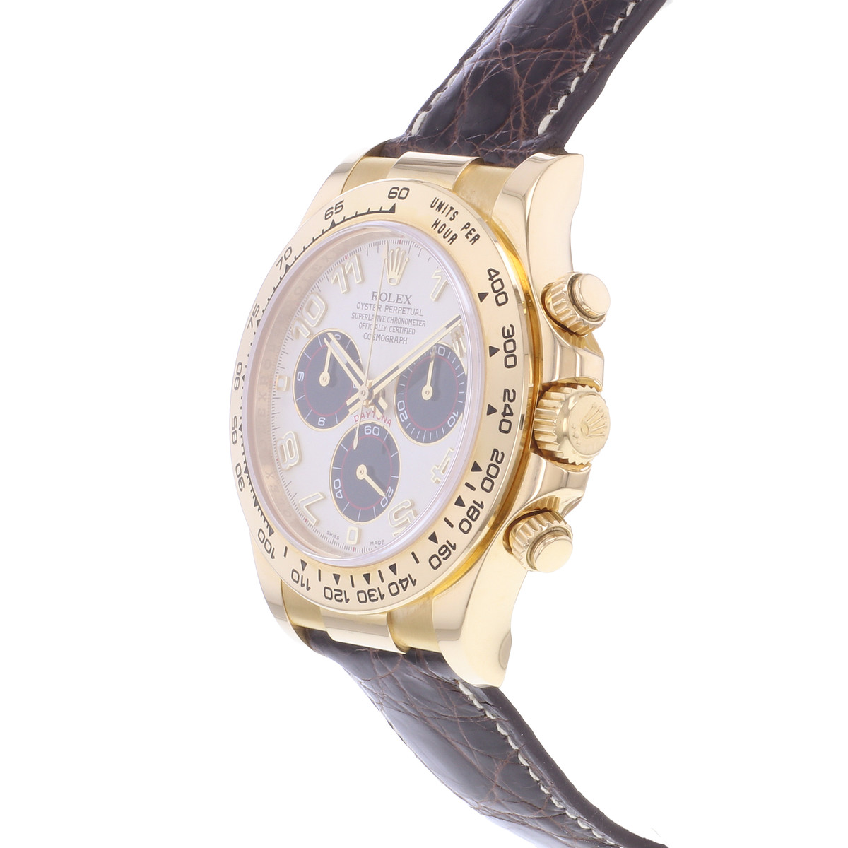 Montre d'occasion ROLEX Cosmograph Daytona Racing homme mouvement automatique certifié (cosc) bracelet cuir cresus - vue D2