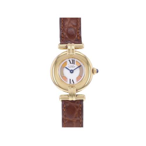 Montre d'occasion CARTIER Must Colisée femme quartz bracelet cuir d'origine