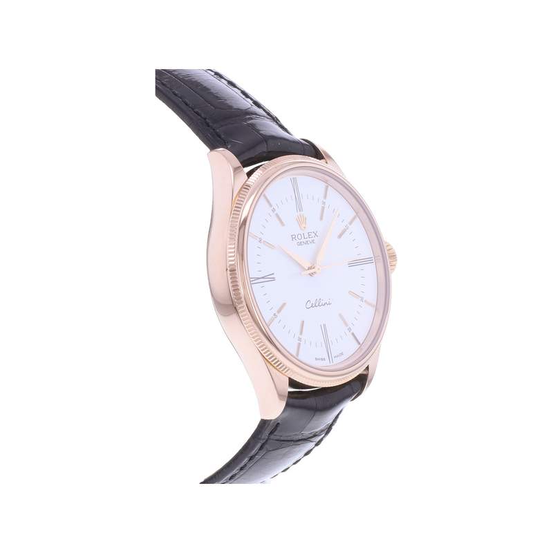 Montre d'occasion ROLEX Cellini Time homme automatique bracelet cuir d'origine - vue 2