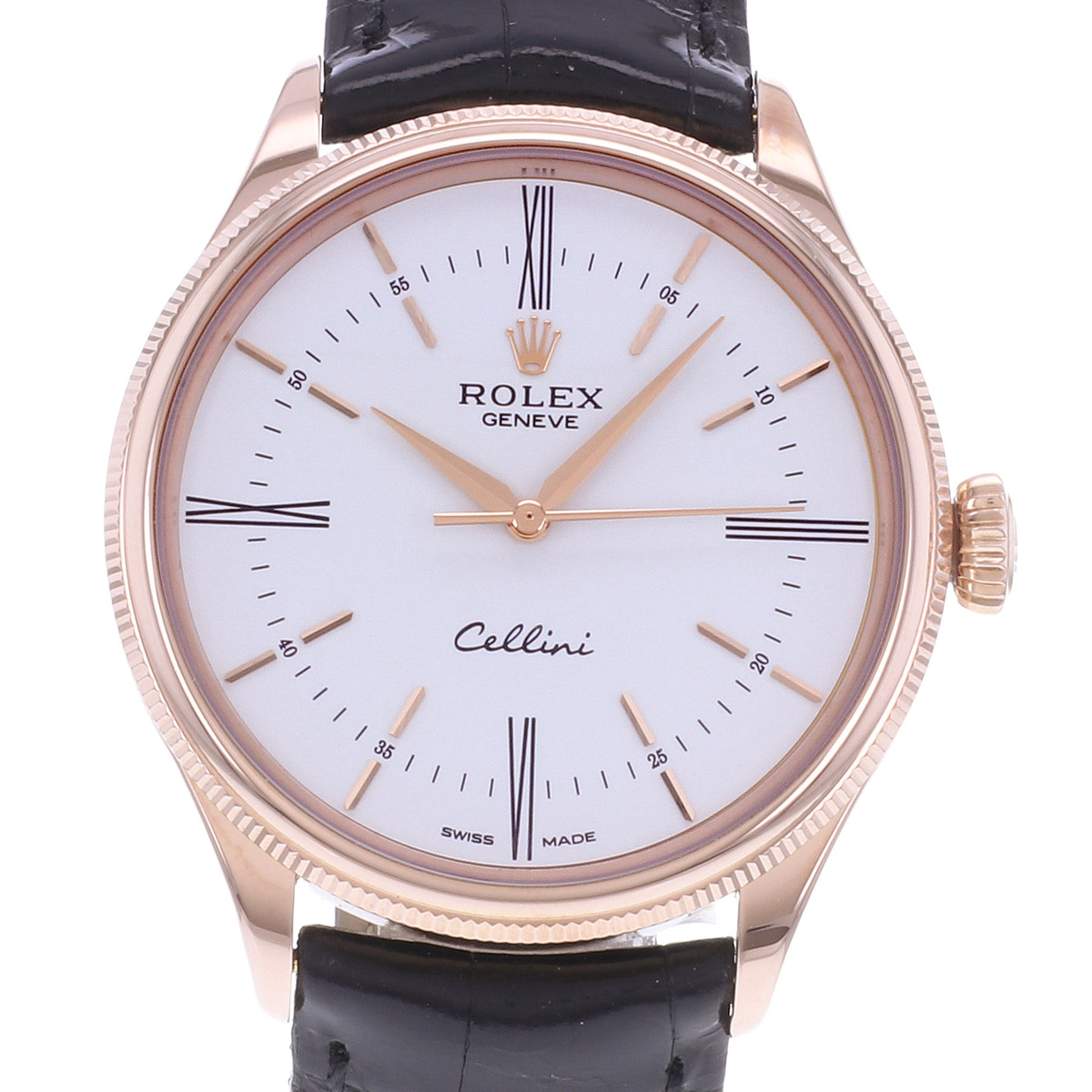 Montre d'occasion ROLEX Cellini Time homme automatique bracelet cuir d'origine - vue D1