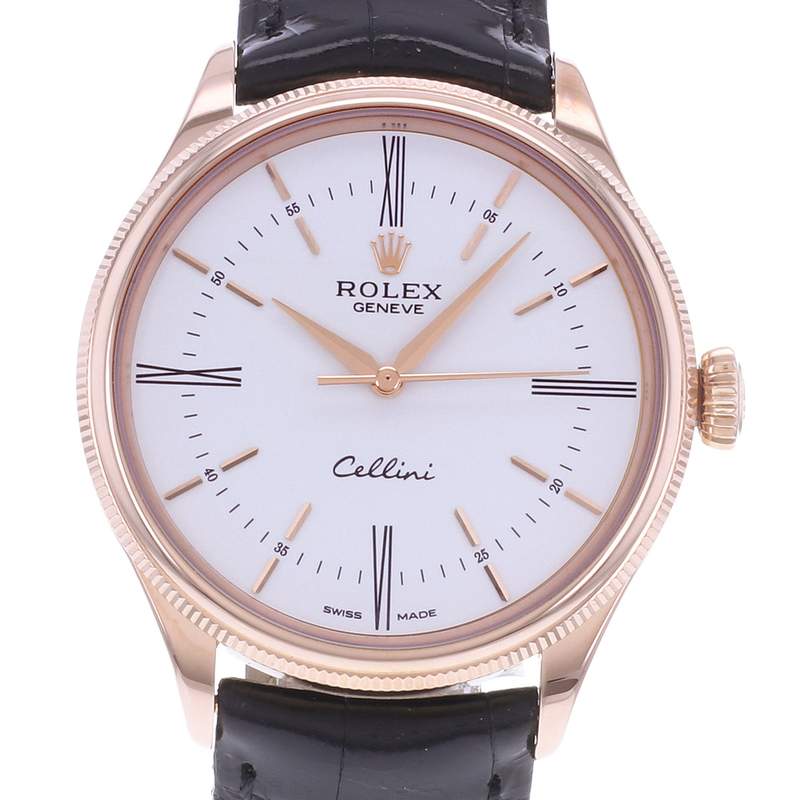 Montre d'occasion ROLEX Cellini Time homme automatique bracelet cuir d'origine - vue D1