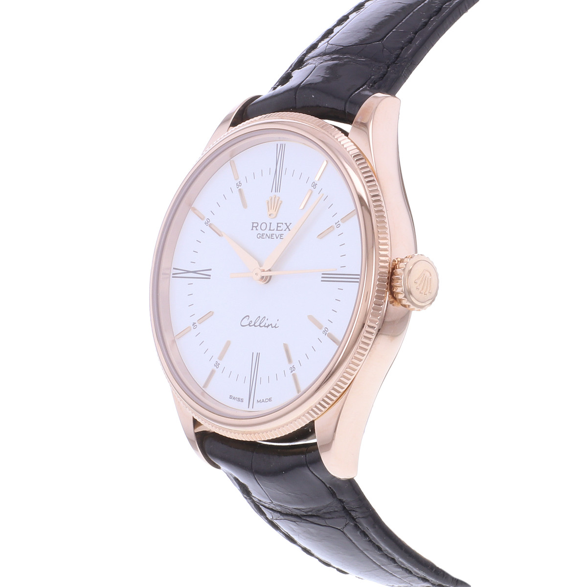 Montre d'occasion ROLEX Cellini Time homme automatique bracelet cuir d'origine - vue D2