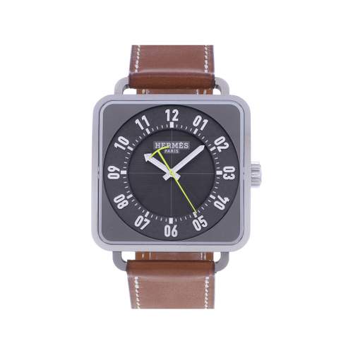 Montre d'occasion HERMES Carré H homme automatique bracelet cuir d'origine