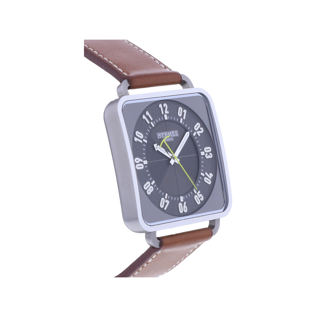 Montre d'occasion HERMES Carré H homme automatique bracelet cuir d'origine - vue 2
